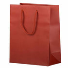 Jam Paper Gift Bags with Rope Handles - Medium - 8" x 10" x 4" - Dark Red Matte - 100 Pack-Our giftbags have a soft rope handle with a blank gift tag, and they're made from thick 85 lb cardstock that has a glossy finish