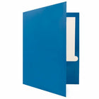 JAM Paper Glossy Two Pocket Presentation Folders, Blue, 100 Pack (385GBUB)-Finish: glossy