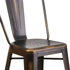 Flash Furniture 24" High Distressed Copper Metal Indoor-Outdoor Counter Height Stool with Back-Distressed Copper Powder Coat Finish