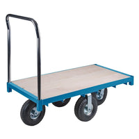 Kleton Heavy-Duty Platform Truck, Deck Width: 48", Handle Height: 40", Deck: Wood Deck, Handle Height: 40", Wheel Diameter: 8"-Deck Width: 48"