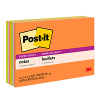 Post-it Super Sticky Meeting Notes - 6" x 4" - Energy Boost Collection - 360 sheets - 8 Pack-Post-it Super Sticky Notes have 2X the sticking power