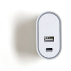 NXT Technologies Universal 2-Port USB-C and USB-A Phone Charger - White-Wall charger with folding AC plug for portability