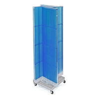 Azar Displays – Présentoir de plancher à panneaux perforés et à roulettes, 60 x 16 po, bleu (700422-BLU)-En panneau perforé
