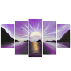 Design Art Brilliant Sunset, 5 Piece Gallery-wrapped Canvas Print, (PT119-PURPLE)-Print