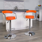Flash Furniture Contemporary Vinyl Adjustable Height Barstools with Arms & Chrome Base - Orange - 2 Pack-Swivel Seat