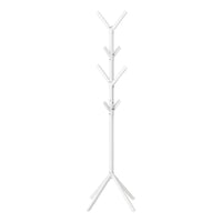 Monarch Specialties 2059 Coat Rack - White Metal-Free standing, modern industrial style, 4-tier metal coat rack with 8 hanging hooks