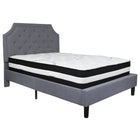 Flash Furniture Brighton Full Size Tufted Upholstered Platform Bed with Pocket Spring Mattress - Light Grey Fabric-Bed