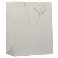 JAM Paper Gift Bags with Rope Handles - Large - 10" x 13" x 5" - White Matte - 100 Pack-Color: White Matte