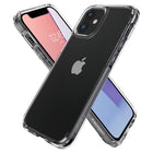Spigen Crystal Hybrid Case for iPhone 12 mini - Crystal Clear-Raised lip and camera cutout offer lens and screen protection.