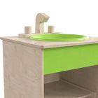 Flash Furniture Bright Beginnings Commercial Grade Wooden Children's Kitchen Sink with Integrated Storage-Undersink Storage Shelves and Durable Plastic Wash Basin
