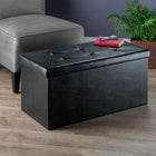 Winsome Ashford 15" x 29.9" Ottoman with Storage, Faux-Leather, Black (20627)-Wipe with damp cloth to clean
