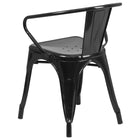 Flash Furniture Commercial Grade Black Metal Indoor-Outdoor Chair with Arms-Integrated Arms