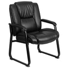Flash Furniture HERCULES Series Big & Tall 500 lb. Rated Black Leather Tufted Executive Side Reception Chair with Sled Base-500 lb. Weight Capacity
