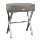 Monarch Specialties 3263 Accent Table - 24"H/Dark Taupe/Chrome Metal-Dark Taupe particle board surface with chrome metal legs