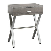 Monarch Specialties 3263 Accent Table - 24"H/Dark Taupe/Chrome Metal-Dark Taupe particle board surface with chrome metal legs