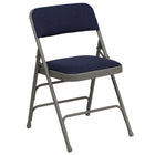 Flash Furniture HERCULES Series Curved Triple Braced & Double-Hinged Navy Fabric Metal Folding Chair-Navy Fabric Upholstered Seat and Back