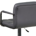 Flash Furniture Contemporary Grey Quilted Vinyl Adjustable Height Barstool with Arms & Chrome Base-Vinyl Wrapped Chrome Arms