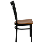 Flash Furniture HERCULES Series Black Window Back Metal Restaurant Chair - Cherry Wood Seat - 2 Pack-Cherry Finished Wood Seat