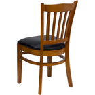 Flash Furniture HERCULES Series Vertical Slat Back Cherry Wood Restaurant Chair - Black Vinyl Seat-Black Vinyl Upholstered Seat