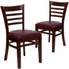 Flash Furniture HERCULES Series Vertical Slat Back Mahogany Wood Restaurant Barstool - 2 Pack-Ladder Back Design