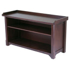 Winsome Milan Storage Bench with Shelf, Antique Walnut-Bench features two shelves for convenient storage