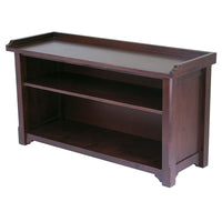 Winsome Milan Storage Bench with Shelf, Antique Walnut-Bench features two shelves for convenient storage