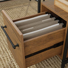 Sauder 60"W Iron City L-Desk - Checked Oak-8
