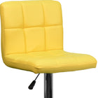 Flash Furniture Contemporary Yellow Quilted Vinyl Adjustable Height Barstool with Chrome Base-Comfortable Seat with Mid-Back