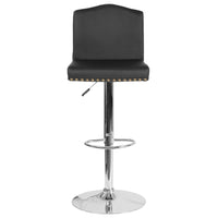Flash Furniture Bellagio Contemporary Adjustable Height Barstool with Accent Nail Trim - Black LeatherSoft - 2 Pack-Set of 2 Contemporary Style Stools
