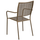 Flash Furniture Gold Indoor-Outdoor Steel Patio Arm Chair with Square Back-Stacks up to 8 Chairs High