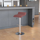 Flash Furniture Contemporary Burgundy Vinyl Adjustable Height Barstool with Solid Wave Seat & Chrome Base-Seat Adjusts from Counter to Bar Height