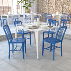 Flash Furniture Commercial Grade Blue Metal Indoor-Outdoor Chairs - 2 Pack-Screw Leveling Floor Glides