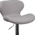 Flash Furniture Contemporary Adjustable Height Barstool with Curved Back & Chrome Base - Grey Fabric - 2 Pack-Stylish Line Stitching