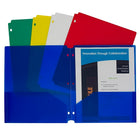 C-Line Two-Pocket Poly Portfolios with Three-Hole Punch Letter Size Assorted Colours, 20 Pack (CLI32930)-Heavyweight polypropylene folders in red, yellow, green, blue and white