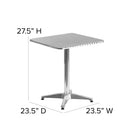 Flash Furniture 23.5" Square Aluminum Indoor-Outdoor Table with Base-Aluminum Column and Base
