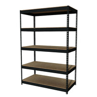 Hirsh Iron Horse Rivet 5-Shelf, 72"H x 48"W x 24"D, Metal, Black-Riveted Steel Construction, black powder coat finish, Metal