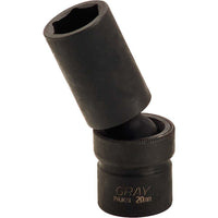 Gray Tools 13mm X 1/2" Drive, 6 Point Deep Length, Universal Joint Socket, Black Impact-Size: 13mm