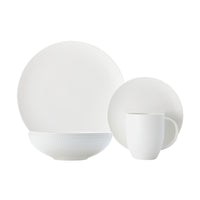 Maxwell & Williams Diamonds Round 16-Piece Dinner Set - White-Dinnerware