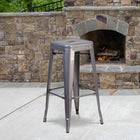 Flash Furniture 30" High Backless Clear Coated Metal Indoor Barstool with Square Seat-Backless Design