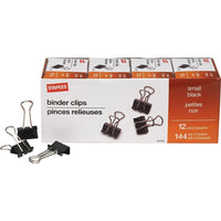 Staples Binder Clips - Small 3/4" - Black - 144 Pack-Strong metal clips to keep papers securely fastened
