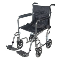 Drive Medical Lightweight Steel Transport Wheelchair, Fixed Full Arms, 17" Seat-Silver Vein, Steel