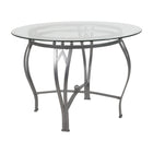 Flash Furniture Syracuse 42" Round Glass Dining Table with Silver Metal Frame-Clear Tempered Glass Surface