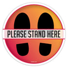 Eddie's "Please Stand Here" Anti-Slip Floor Decal - Multicolour - 8" Diameter - 2 Pack-Social Distancing / Covid-19 Decal