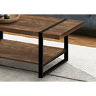 Monarch Specialties 2850 Coffee Table - Brown Reclaimed Wood-Look/Black Metal-Black metal legs offer a modern touch and provide stability