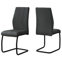 Monarch Specialties 1124 Dining Chair - Grey Leather-Look/Metal - 2 Pack-Set of 2 upholstered dining chairs boasting a unique contemporary style 