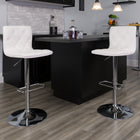 Flash Furniture Contemporary Button Tufted Vinyl Adjustable Height Barstool with Chrome Base - White-Height Adjustable Seat with Gas Lift