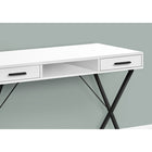 Monarch Specialties 7790 42" Computer Desk - White/Black Metal-This white desk features a contemporary X-design black metal base that ensures sturdiness