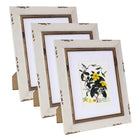 kieragrace KG Raymond Photo Frame - 5" x 7" - Distressed Grey and White Wooden-Finish, 3 Pack-Easel back for tabletop display