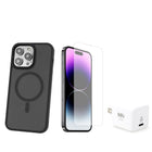 TUFF8 Glide Guard with Screen Protector and Wall Charger For iPhone 15 Pro - Smoke Black-Shockproof Layer: The air tight shockproof layer adds extra protection from accidental drops. Tested to MIL-STD to 6FT
