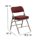 Flash Furniture HERCULES Series Premium Curved Triple Braced & Double Hinged Fabric Metal Folding Chairs - Burgundy - 2 Pack-Non-Marring Floor Glides